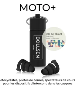 BOLLSEN Moto+ Bouchons d'oreille pour les motocyclistes - Motocycliestes, pilotes de course, spectateurs de course, pour les dispositifs d'intercom, dans les casques